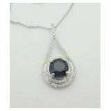 14kt Gold Genuine 2.49 ct Sapphire/Diamond Pendant