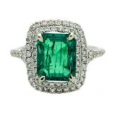 14kt Gold 2.92 ct Emerald & Diamond Ring