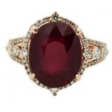 14kt Rose Gold 11.16 ct Ruby & Diamond Ring