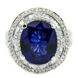 14kt Gold Oval 9.06 ct Sapphire & Diamond Ring