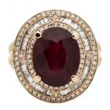 14kt Rose Gold Oval 8.66 ct Ruby & Diamond Ring