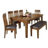 Ashley D594 Dining Table Set 4 Chairs & Bench