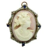 10kt Gold Vintage Pearl & Tanzanite Cameo