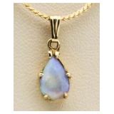 14kt Gold Pear Cut Ethiopian Opal Necklace