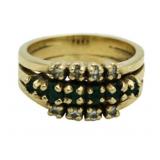 14kt Gold Genuine Emerald & Diamond Wedding Set