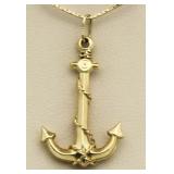 14kt Gold Anchor Pendant w