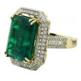 14kt Gold 17.87 ct Emerald & Diamond Ring