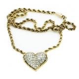 14kt HEAVY Gold Large Heart Pendant Necklace