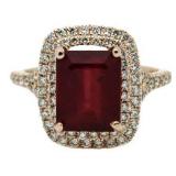 14kt Rose Gold 6.42 ct Ruby & Diamond Ring