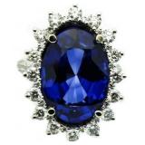 14kt Gold Oval 16.93 ct Sapphire & Diamond Ring