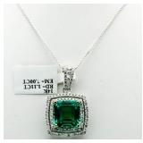 14kt Gold 8.11 ct Emerald & Diamond Pendant