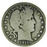 1911 Barber Silver Half Dollar