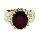 14kt Gold Oval 9.40 ct Ruby & Diamond Ring