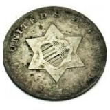 1851 Silver 3 Cent Piece