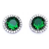 Round 4.00 ct Emerald Solitaire Earrings