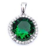 Round 3.50 ct Emerald Solitaire Pendant