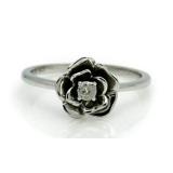 Antique Style Diamond Solitaire Flower Ring