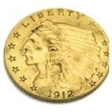 1912 Indian $2.50 Gold Piece