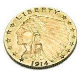 1914-D Indian $2.50 Gold Piece