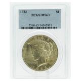 1923 MS63 Peace Silver Dollar