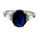 Oval 2.75 ct Sapphire & Baguette Ring