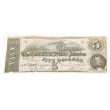 1862 Confederate $5 Bank Note