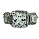 Princess Cut & Baguette 2.50 ct White Topaz Ring