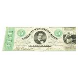 1862 Virginia March $5 Confederate Bank Note