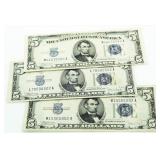 (3) Better 1934-C $5 Silver Certificates