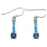 Blue Opal & Ceylon Sapphire Designer Earrings