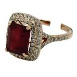 14kt Rose Gold 6.42 ct Ruby & Diamond Ring