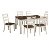 Ashley D335 White & Cherry Table & 6