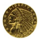 1912 Indian $2.50 Gold Piece