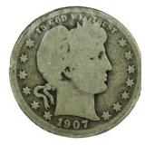 1907 Barber Silver Quarter