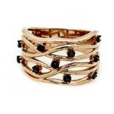 Rose Toned Black Macrasite Designer Ring