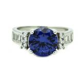 Round 2.50 ct Tanzanite & Baguette Ring