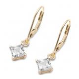 Princess Cut White Topaz Earrings