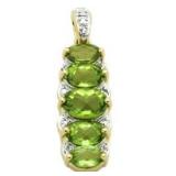 Genuine 3.00 ct Peridot & Diamond Pendant