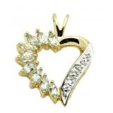 Genuine Blue Topaz & Diamond Heart Pendant