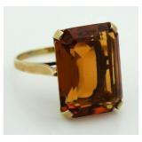 10kt Gold 14.00 ct Golden Citrine Solitaire Ring