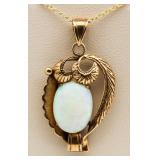 14kt Gold Antique 4.10 ct Fire Opal Pendant