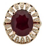 14kt Rose Gold Oval 9.10 ct Ruby & Diamond Ring