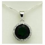 Round 3.40 ct Emerald Solitaire Pendant