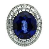 18kt Gold Oval 21.14 ct Sapphire & Diamond Ring