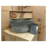 Vintage Decor  Washtub, Kraut Cutter & Granite Pot