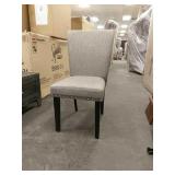 Grey Nail Headed Cloth Dining Chairs