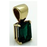 14kt Gold Emerald Cut 3.50 ct Emerald Pendant