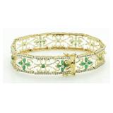 Genuine 4.00 ct Emerald & Diamond Bracelet