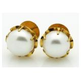 14kt Gold 9.60 mm Akoya Pearl Earrings