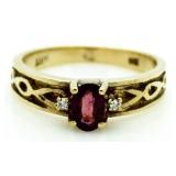 10kt Gold Tourmaline & Diamond Ring